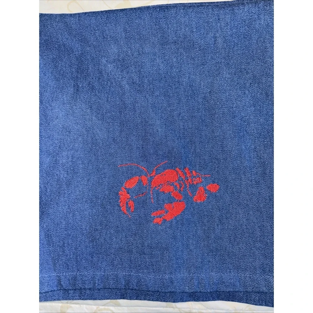 Mikasa Summer catch lobster  cloth Napkins Set Of 4 Cotton Blend denim‎ blue NOS